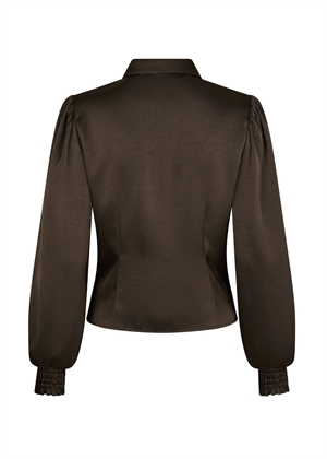 Fransala heavy sateen skjorte Dark Brown Neo Noir 